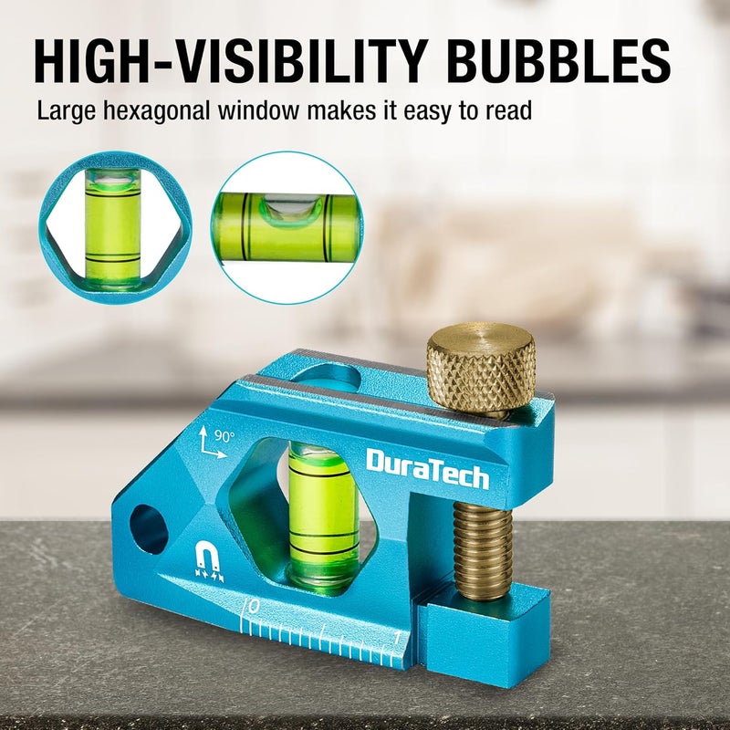 DURATECH 2.5-Inch Level, Magnetic Torpedo Level with 90° Bubbles, V-Groove, Large Viewing Window, Aluminum Alloy Body, Hanging Hole, SAE and Metric Scale for DIY Projects and Household Use - Image 3
